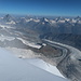 Blick zum Gornergletscher und die umliegenden hohen Gipfel