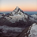 Morning at six: Ankunft auf dem Arbengrat. In der Morgendämmerung grüssen Matterhorn...