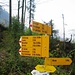 Wegweiser oberhalb der Talstation Seilbahn Wissiflue - Der Vitznauer-/Gersauerstock tauchte erst an der Fälmisegg auf den Wegweisern auf