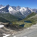 nun sind alle drei Seen der Lacs de Fenêtre im Blick - dahinter das Mont Blanc Massiv