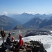Am Gipfel des Östlichen Daunkogel mit Blick auf Serles, Habicht und das Stubaier Gletscherskigebiet