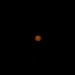 Foto vom Mars während der totalen Mondfinsternis vom 27.7.2018: Leider waren durch mein Teleskop keine Details der Oberfläche erkennbar. Der Mars stand tief am Horizont und die Luftunruhe erlaubten kein gutes Seeing.