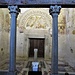 L'interno del Tempietto Longobardo. Nella parte inferiore erano collocati gli stalli lignei del coro attualmente in fase di restauro.