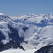 Aletschhorn ganz links und einige der prominentesten Walliser Viertausender im Hintergrund