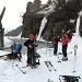 Ski anlegen an der Staumauer bei Zervreila