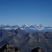 Gipfelschau: Dent Blanche, Weisshorn, Matterhorn und Dom