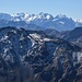die hohen Bünder im Zoom: Piz Palü, Bernina und Piz Rosatsch, im Vordergrund unser morgiges Ziel, das Scalettahorn