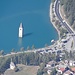 Der berühmte Kirchturm vom im See versunkenen Graun im Zoom