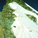 Steil zieht der >Hohlaubgart Richtung Gipfel; oben der zu überkletternde Felsriegel
