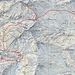 Meine Route zum Piz Cavel mit dem nicht zu empfehlenden Abstieg um den Piz Tgietschen. Besser wird der Piz Tgietschen überschritten um zur Hütte zu gelangen.