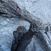 erste heikle Stelle von oben fotografiert, der Schnee war pickelhart gefroren