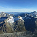 Gipfelpanorama zum Weisshorn und zur Dent Blanche, dazwischen am Horizont u.a. Balmhorn, Altels und Rinderhorn
