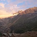 Blick vom Pru dal Vent auf den Palü-Gletscher im frühen Morgenlicht.