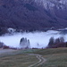 The fog starts moving in over Klöntalersee.
