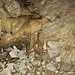 Fino a qui si può arrivare senza problemi, il proseguio diviene invece affare da speleologi: si deve risalire una rampa ricoperta di fango che porta ad una sala con stalattiti. La grotta ha uno sviluppo di circa 300 metri.