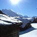 Zauberhafte Winterlandschaft. Blick ins Val d`Arolla. <br />Mont Collon und Pigne d` Arolla am Talende.