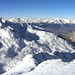 Blick nach Norden ins Rhonetal. Unten ist das Skigebiet von Lanna/Evolene zu erkennen.