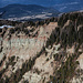 Blick aus dem Latschenfeld  unterhalb des Gipfelaufbaus in die wilde Bletterbachschlucht