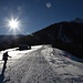 Start Ski-Tour mit Blick zum heutigen Tagesziel: Muttner Horn
