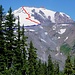 Die blaue Route ist zum Sunrise Camp, am ersten Tag. Am zweiten Tag die rote Route zum Gipfel, und alles wieder runter. Piker's Peak ist die Stelle wo die rote Route in Punkte übergeht. Rechts der Hellroaring Canyon.