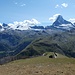 Blick hinunter zu P. 2826; hinüber zu Matterhorn, Dent d'Herens ...