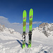 K2 Werbung auf dem Girenspitz, Allround Ski, K2 Wayback 88 ECORE 2018, Ski 167 cm, 1.64 Kilogramm inkl. Bindung, Dynafit TLT Speed Radical, je Ski.
