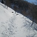 Sugli ultimi pendii, qui con neve ancora dura, prima di giungere all’Alpe Vesina.