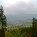 Foto zu Anfang der Wanderung (19:15). Liechtensteiner Unterland mit Nendeln und Eschen, im Hintergrund Alpstein mit Kreuzbergen und Staubern.