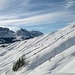 Blick zu den Sieben Hengsten und dem Burst, rechts oben im Bild die weitere Aufstiegsspur.