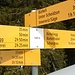 Wegweiser im Verlauf der Hangtraverse zwischen Bürkeli - P. 1390m und Honegg - P. 1490 m.