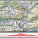 Karte mit eot eingezeichneter Rourte und Höhenprofil der kurzen Wanderung aufs Gmeinweidli (933m) und Schöntalflue (909,4m). Der Umweg zum Bach unterhalb vom Hof Helfenberg war die Stelle wo ich mein verlorenes Harscheisen wiederfand.