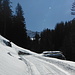 During the ascent on the snow covered forest road.