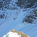 Blick beim Abstieg in den flachen Teil nach dem Eisfall und vor der Rinne (im oberen Bildteil verdeckt).
