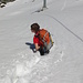 Abstieg vom Jochpass, der Schnee ist mittlerweile so weich, dass man ständig teils sehr tief einsinkt ;-)!