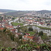 Blick auf den Ort Harburg mit historischer Brücke