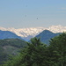Blick oberhalb Monti nach Westen auf die Walliser 4000er:<br />Strahlhorn, Rimpfischhorn, Allalinhorn, Alphubel, Täschhorn, Dom, Nadelhorn.