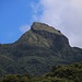 Gezoomte Südansicht des schroffen Gipfels Mount Liamuiga (1156m), fotografiert vom Dorf Old Road Town. Der allerhöchste Punkt ist allerdings etwas versteckt. 