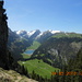 Blick zurück zum Sämtisersee im Aufstieg zum Hohen Kasten