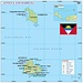 Karte vom unabhängigen Karibikstaat Antigua und Barbuda. Die kleine unbewohnte Insel Redonda 56km südwestlich gehört ebenfalls dazu, ist aber ausserhalb des Kartenausschnittes.