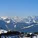 Blick von der Hochalp in die Glarner Alpen, in der Mitte der Tödi und rechts davon der Glärnisch