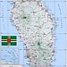 Karte von Dominica. Der Landeshöhepunkt Morne Diablotins (1447m) liegt im Norden der Insel im unzugänglichen Inselinnern.