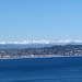 Noch vor dem Parkplatz: Blick über Cannes mit seiner Bucht auf die Alpes Maritimes mit den südlichsten 3000ern der Alpen.