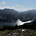 "Die Geburt einer Idee aus dem Geiste des Lac de l'Hongrin...": Aussicht vom Planachaux zum langen Grat von der Arête de Dorchaux über den Gros Van zum Mont d'Or (links) und die drei Tours de Famelon, de Mayen und d'Ai (Foto vom 10.10.2018)