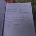 Ein Eintrag darf natürlich nicht fehlen, viel Platz hat es aber nicht mehr, das Buch ist bald voll