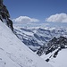 hier ist Schluß, ca. 30m unter dem Gipfel, wir wissen zu diesem Zietpunkt nichts von einem Klettersteig durch die Felsen um auf den l'Albaron zu kommen