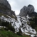 Auch unterhalb der Bogartenlücke liegt noch viel Schnee.