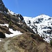 After crossing the dam, I continued hiking up to Furgga/Passo del Scengio. There were some remaining snowfields, but they never blocked the road completely.