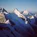 Ein bisken schlauschlumpfen: Matterhorn, Wellenkuppe, Obergabelhorn, Dent Herens und Arbenhorn und Aig. de Blanche.