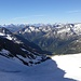 Ein Rückblick aus der Keeseckscharte, im Hintergrund die Dolomiten.