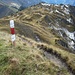Abstieg vom Schluchigrat zum Chrüzibödmer (2024m). Der Gipfel befindet sich ganz am Ende der Hochebene.